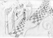 Through the Looking Glass background concept sketch
